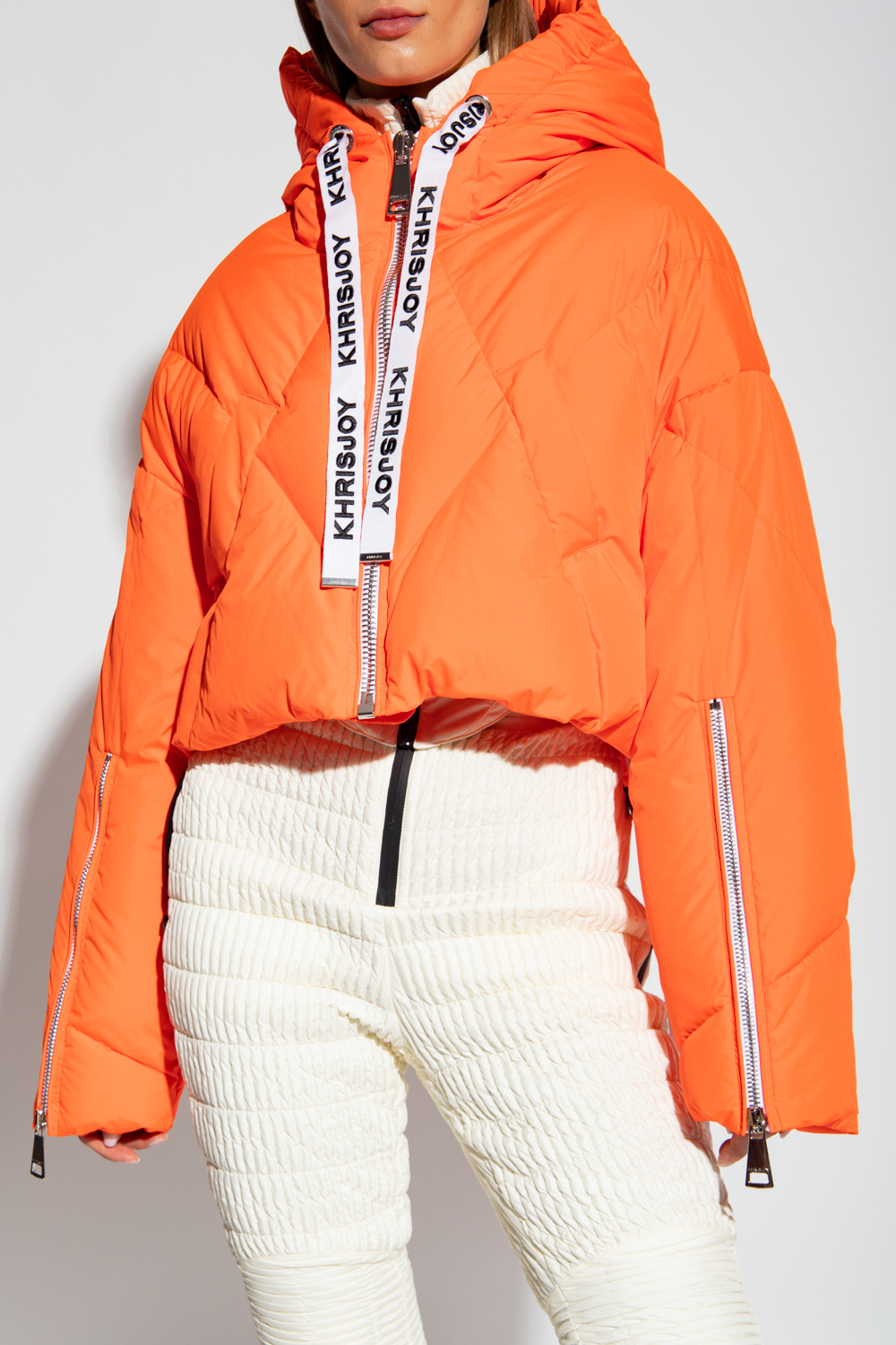Khrisjoy Neon orange puffer jacket Exclusive Designer