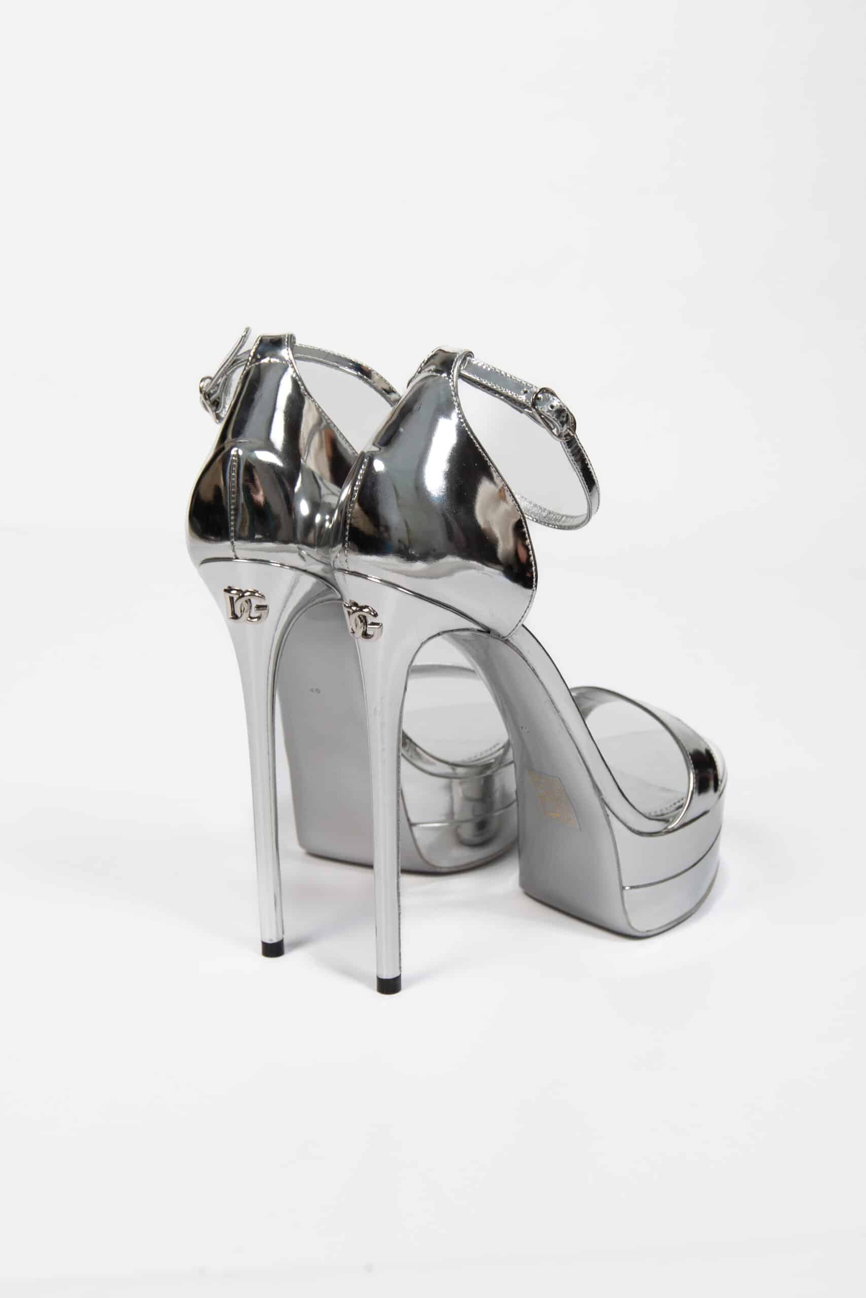 Dolce&Gabbana - Mirrored-effect calfskin platform sandals 