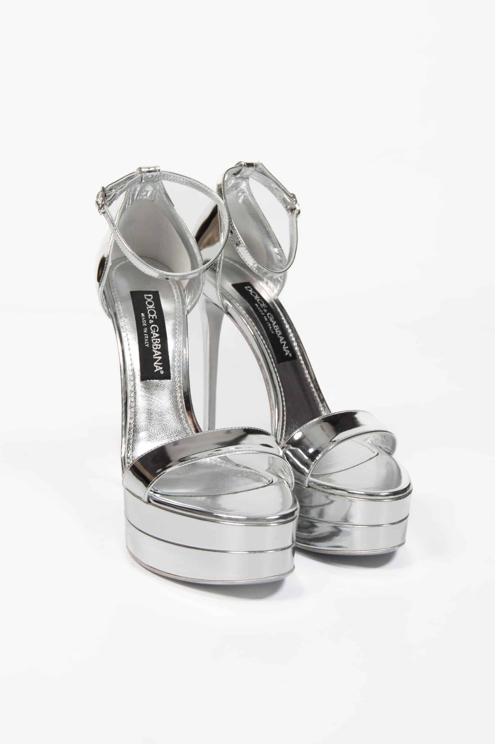 Dolce&Gabbana - Mirrored-effect calfskin platform sandals 