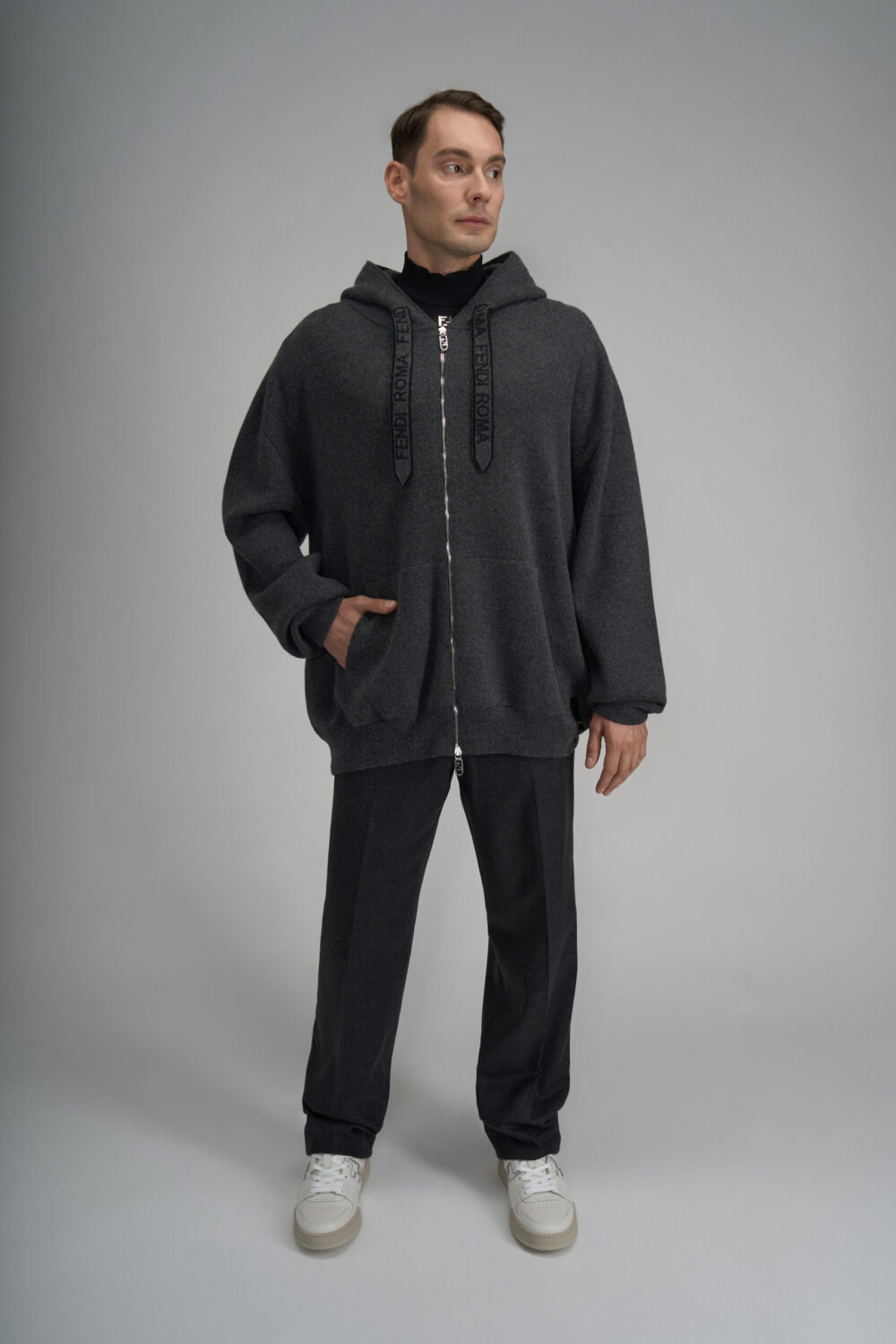 Fendi Grey cashmere sweatshirt Exclusive Designer Collections