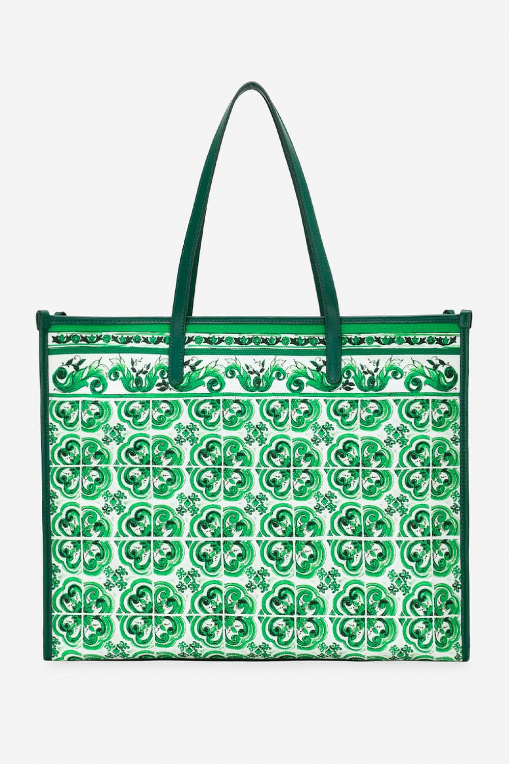 トートバッグ Dolce & Gabbana FW25 (BB7116 BW050I03TN) Dolce Gabbana - Large green shopper with majolica print