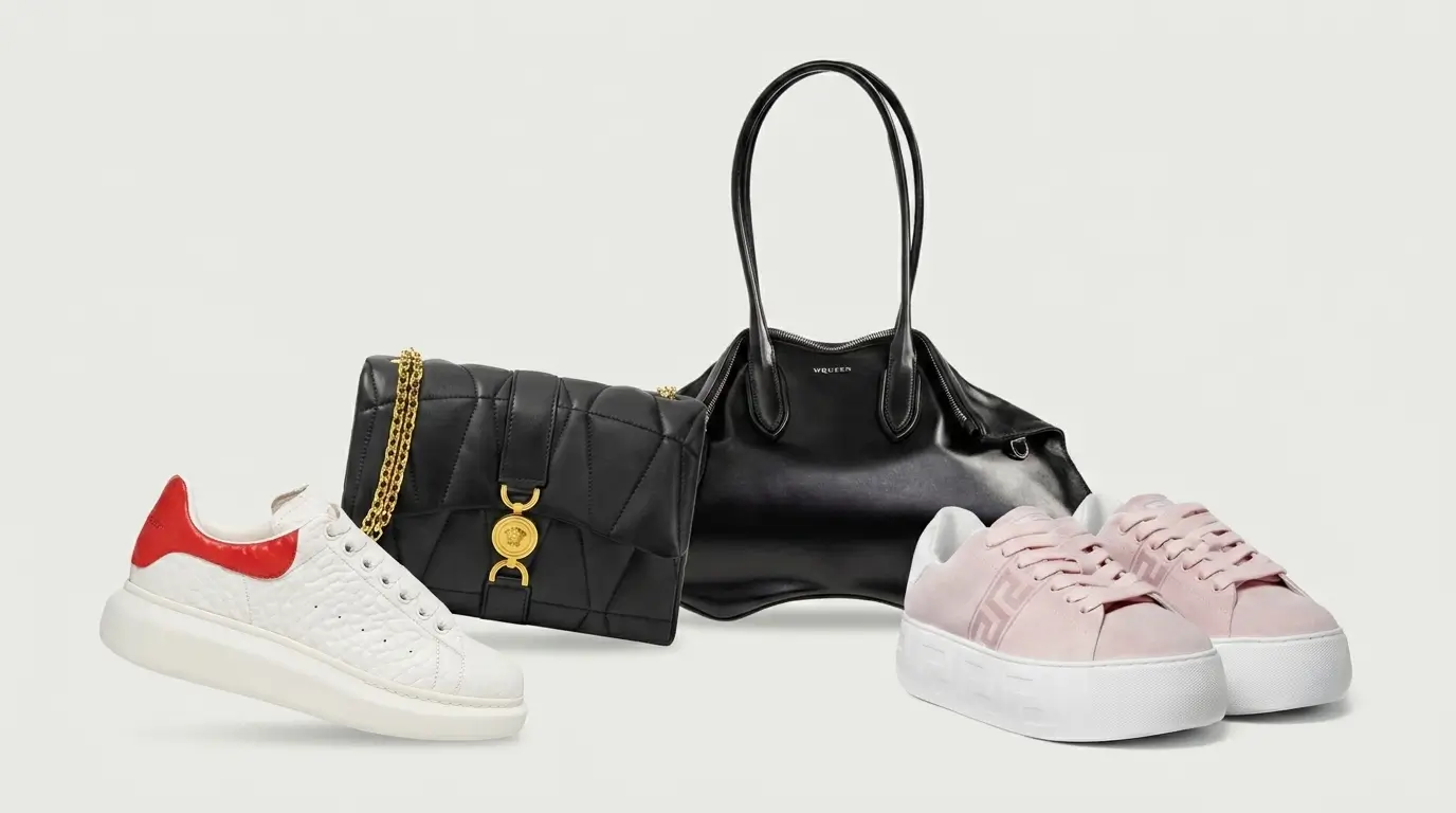 McQueen Oversized sneakers, Versace Kleio bag, McQueen Manta tote and Versace platform sneakers 2026