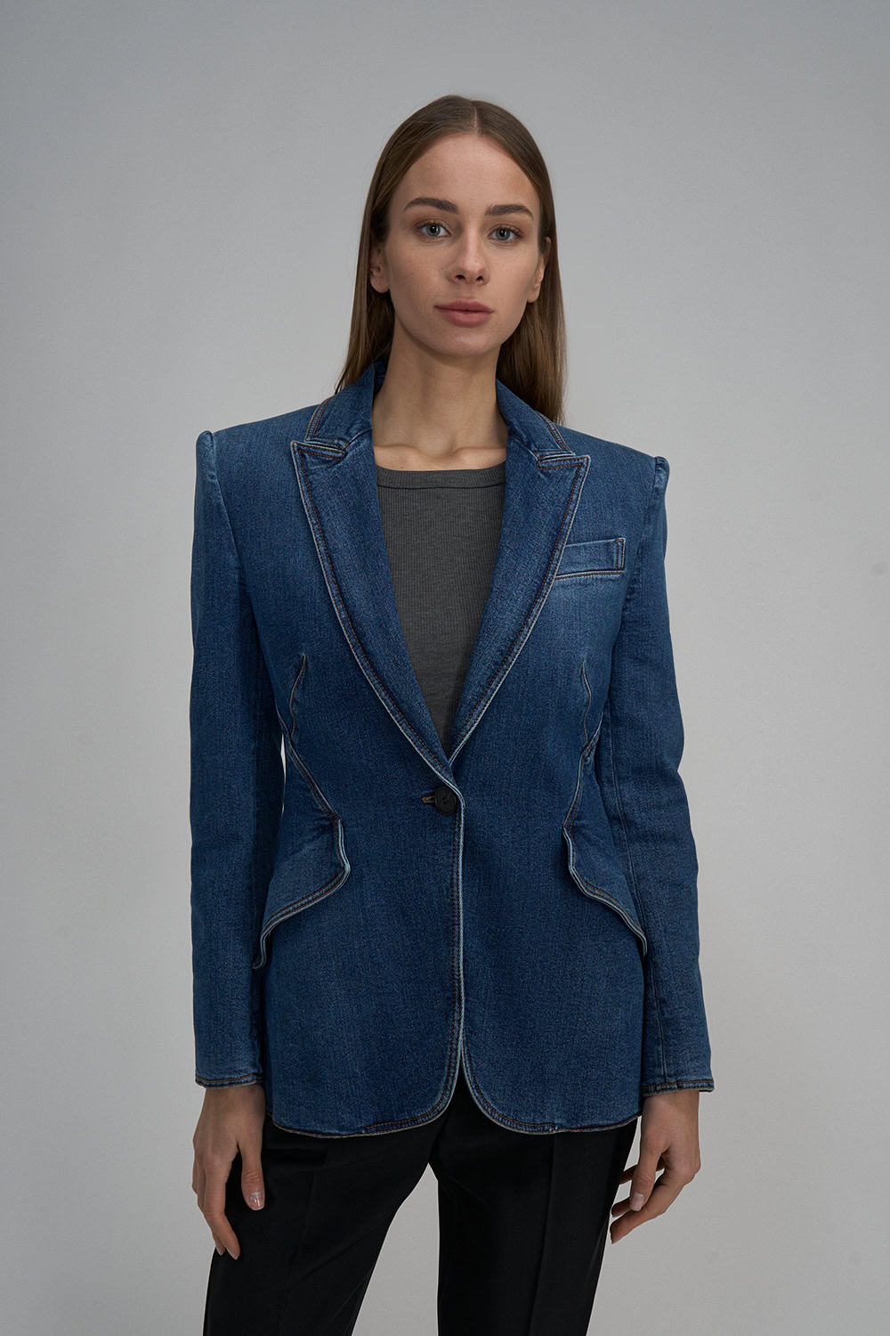 Alexander McQueen Single breasted denim blazer Exclusive